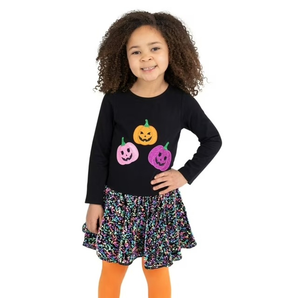 Counting Daisies Girls Halloween Tutu Set Size S 6/6X Pumpkins Black Orange NWT